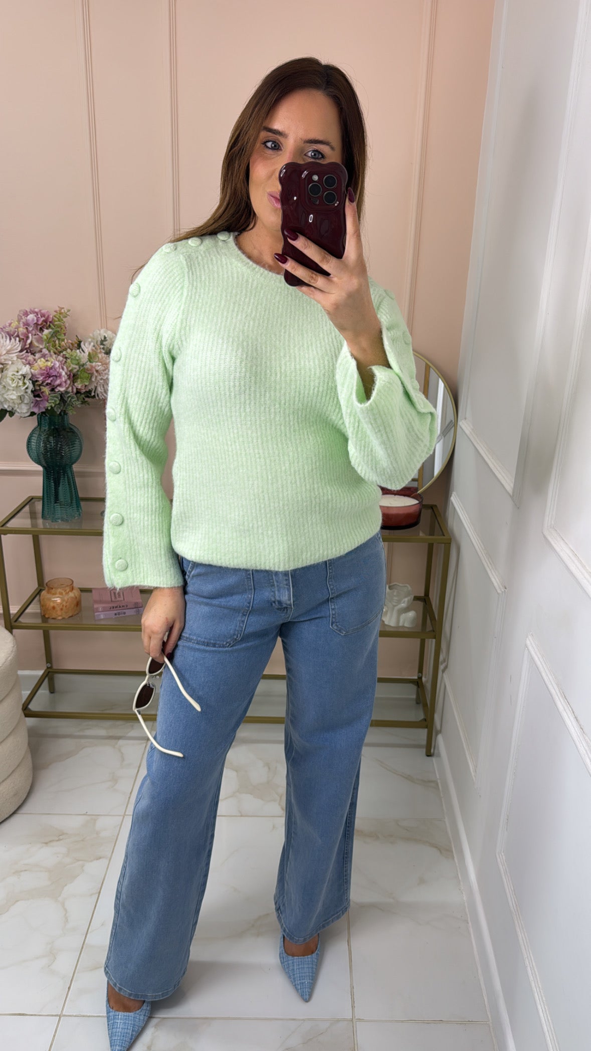 ALORA lime button super soft jumper