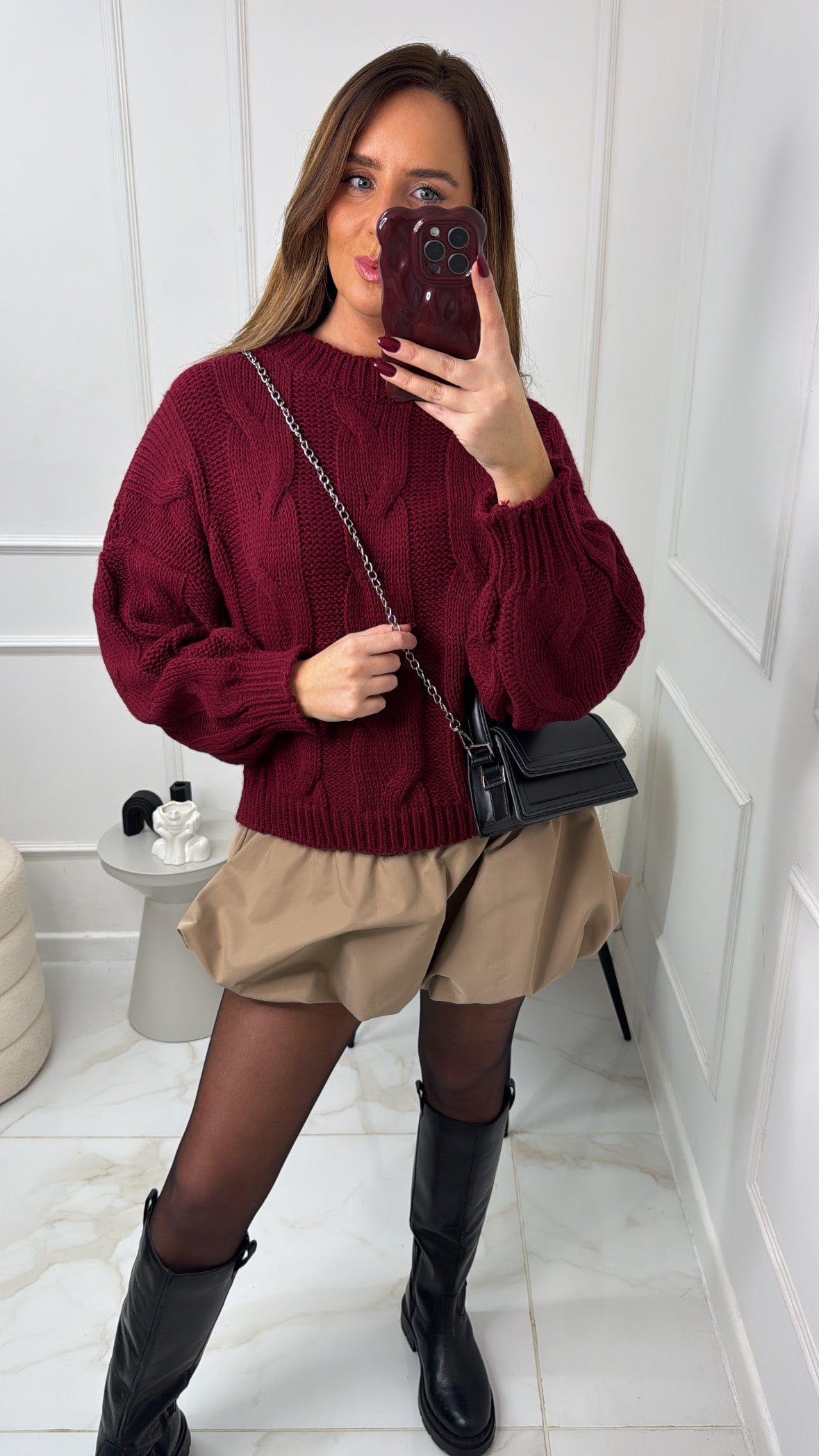 MELISSA burgundy cable knit jumper