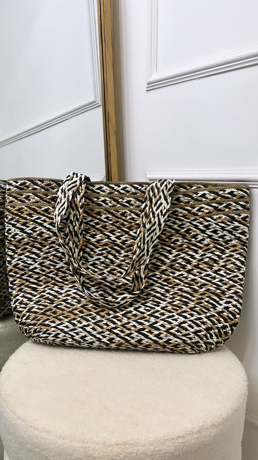 MELISSA black & white woven beach bag