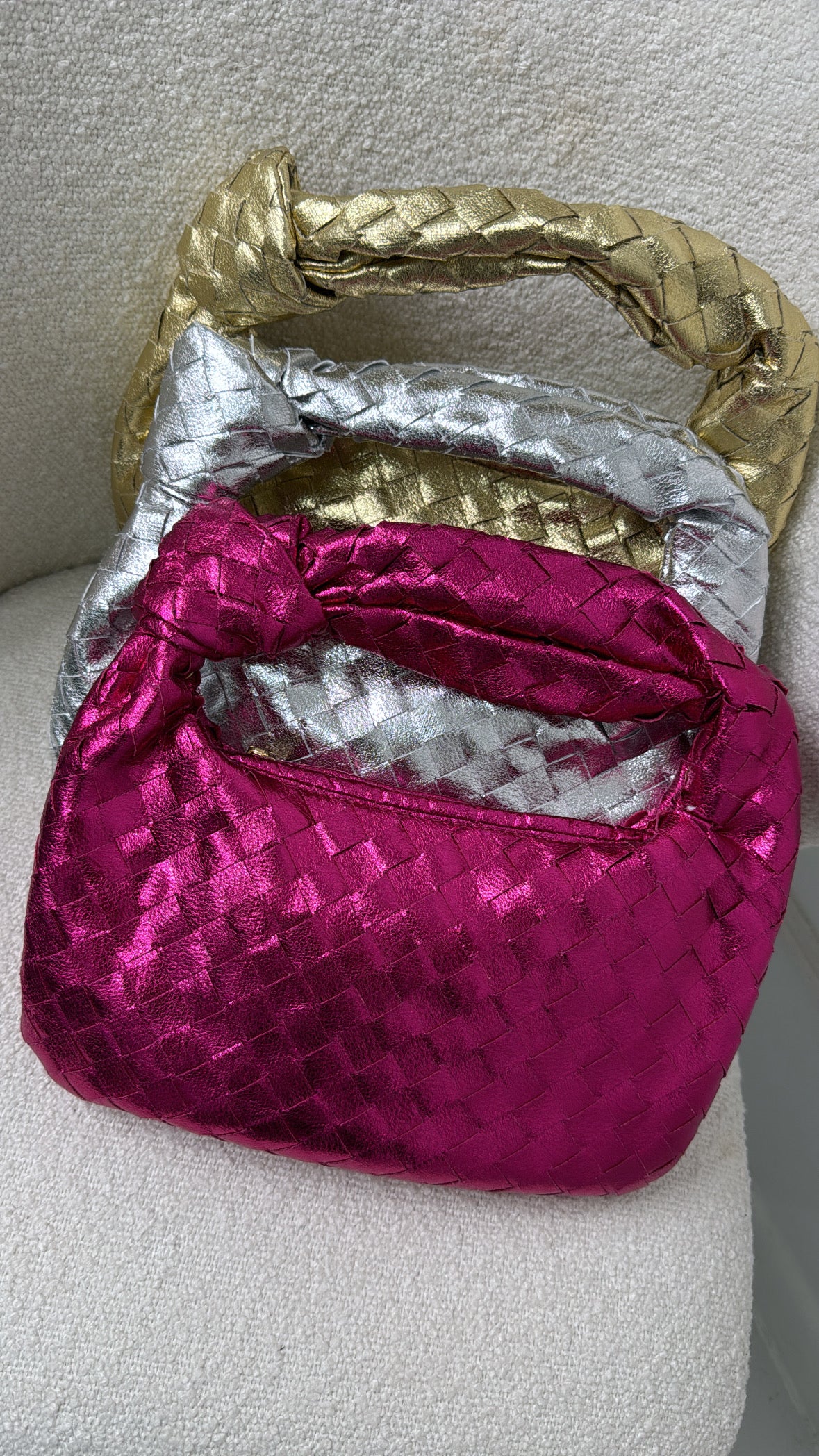 ALISHA pink quilted metallic grab bag