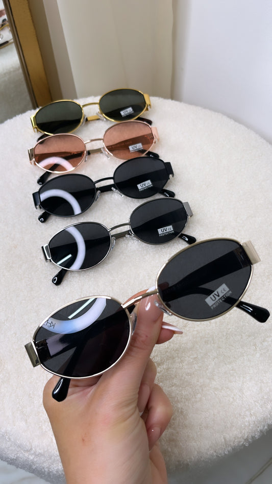 MADDIE bronze oval metal frame sunglasses