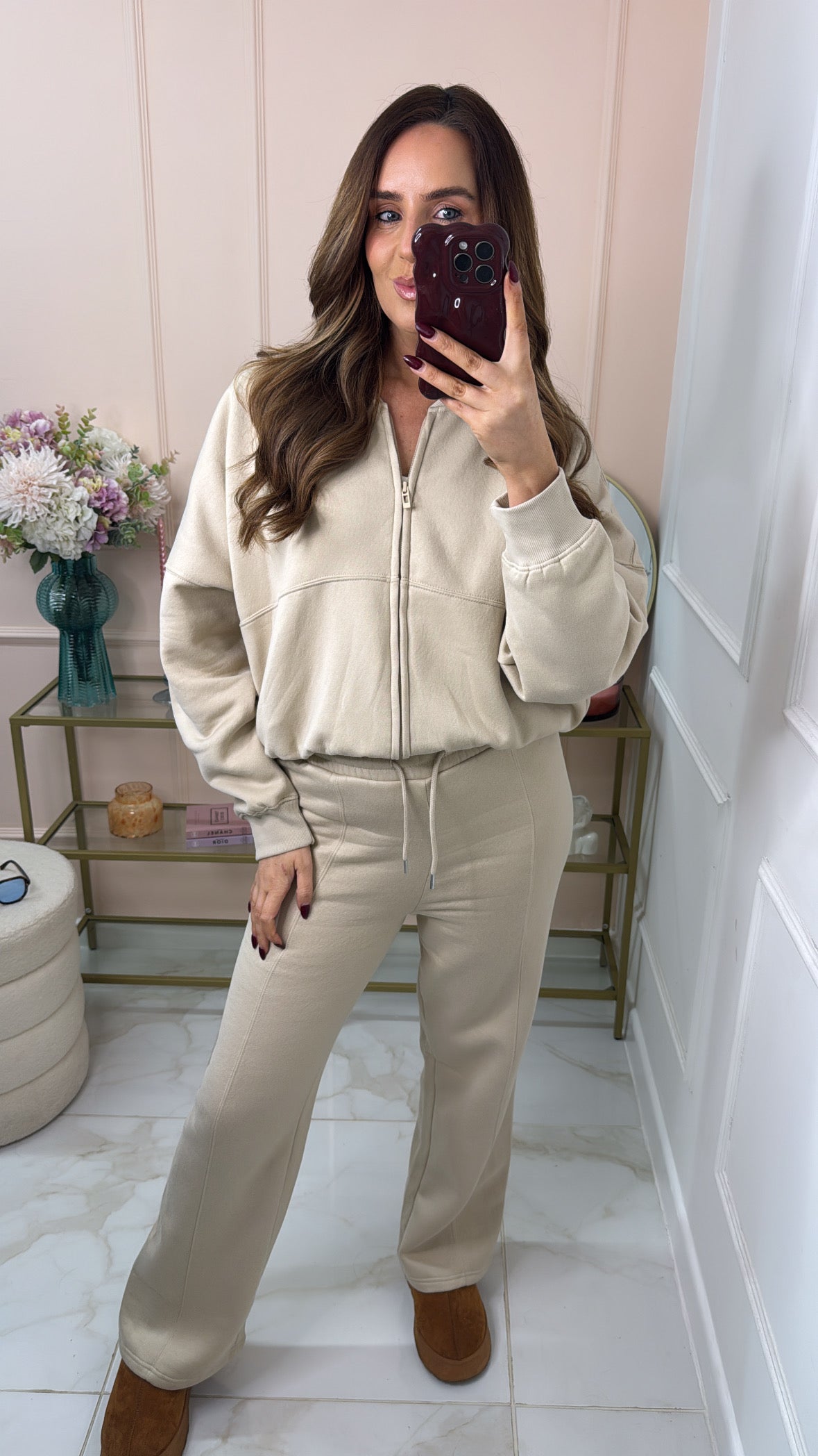 NINA stone bomber zip front lounge set