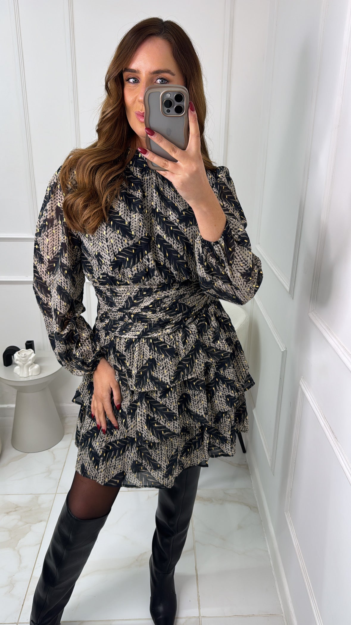 BOBBI black printed rara dress