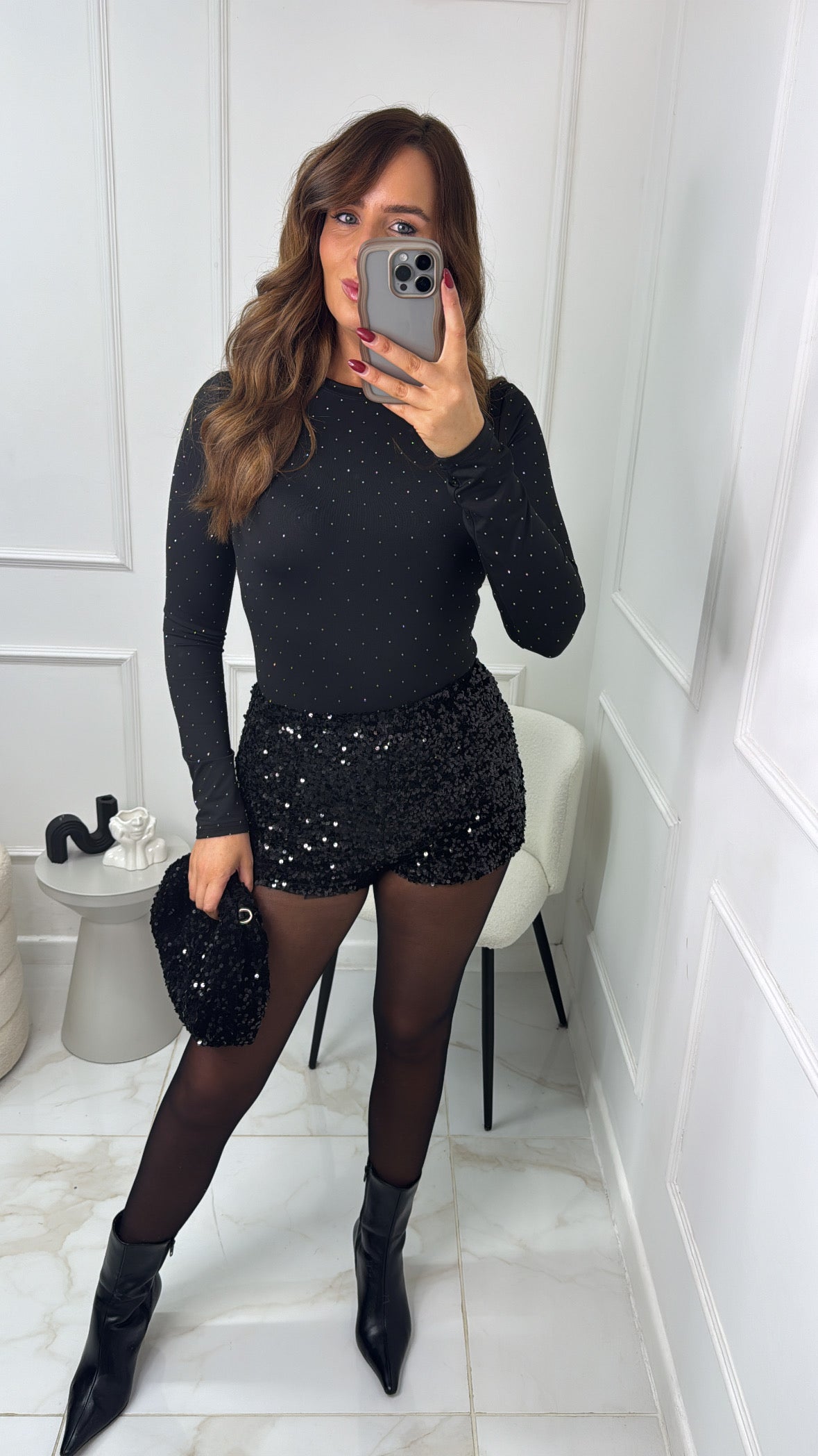 LUCIA black sequin hot pants