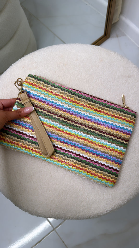 NADIA multi woven clutch bag