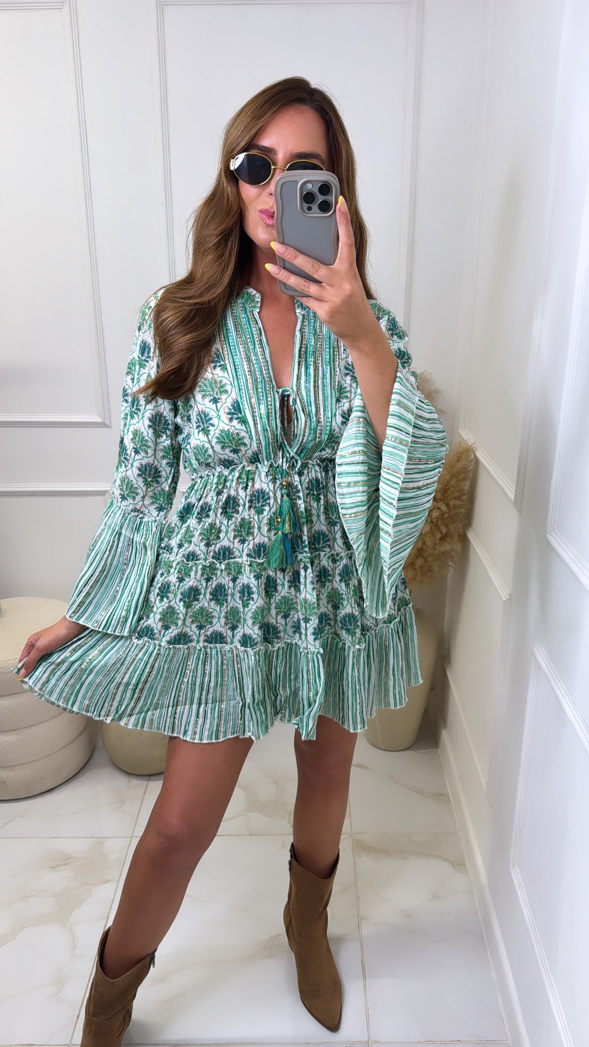 SKYLA green boho dress