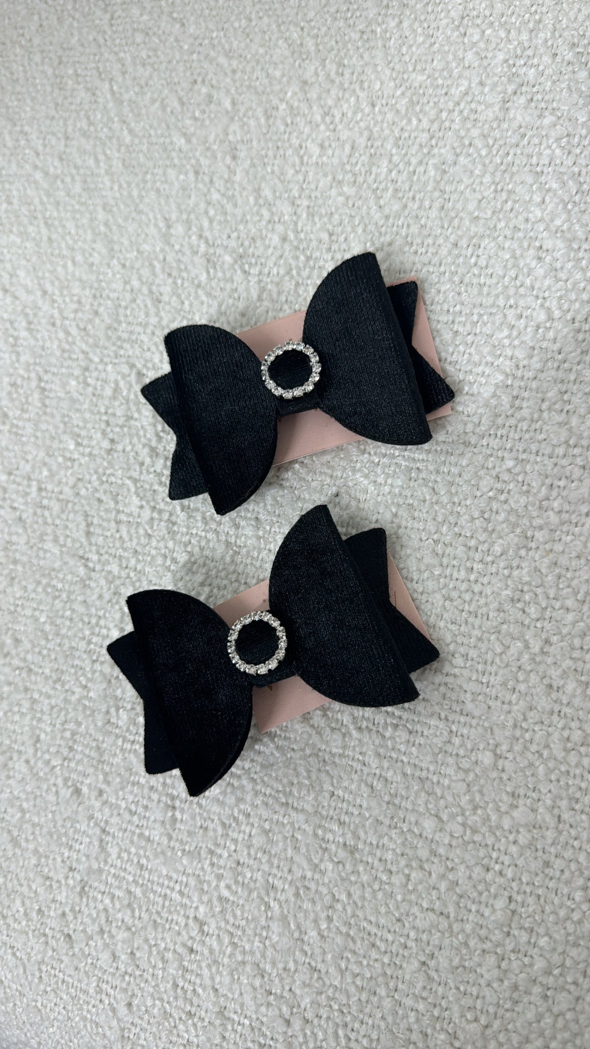 LOUISA black velvet diamante small hair bow