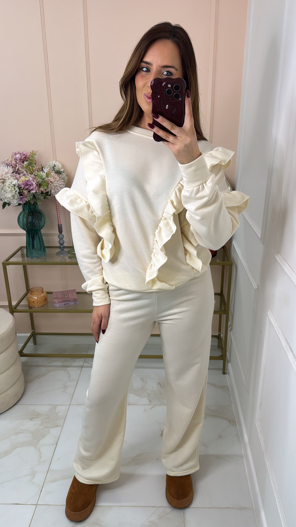 LUCIE cream ruffle lounge set