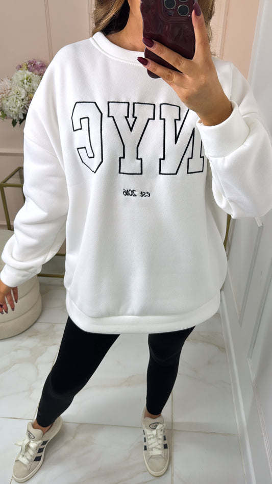 ALYSSA cream NYC embroidered sweater