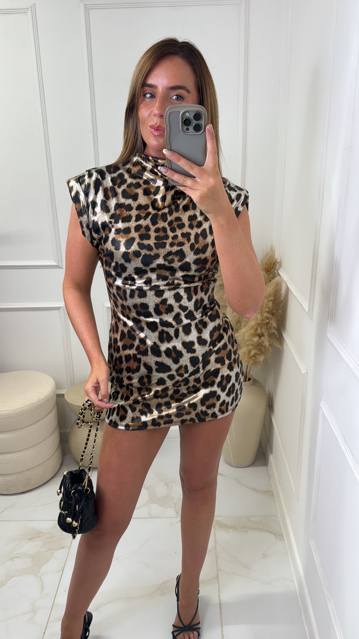 ROMY leopard print slinky mini dress