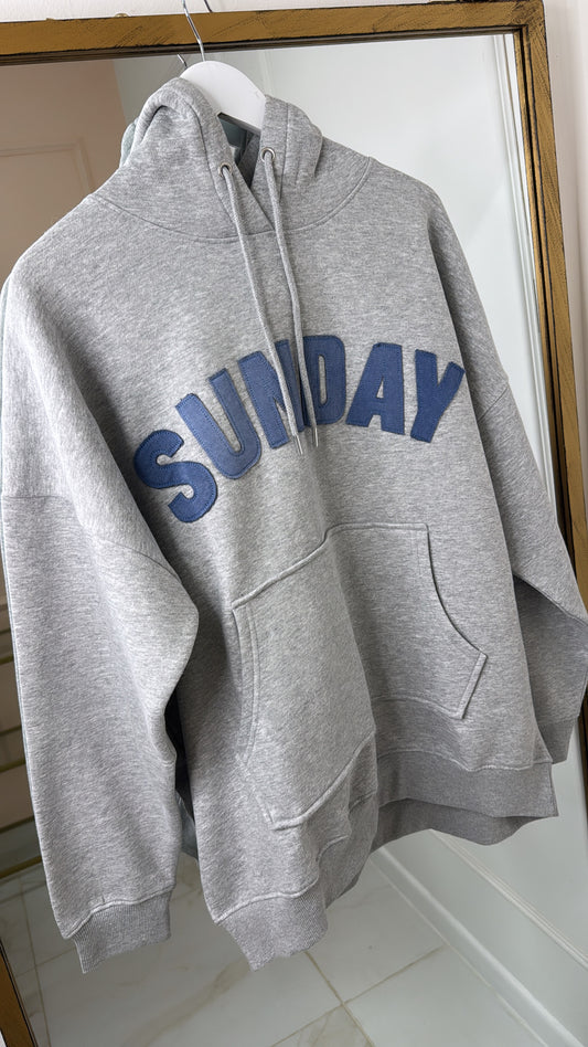 SUNDAY grey applique hoodie