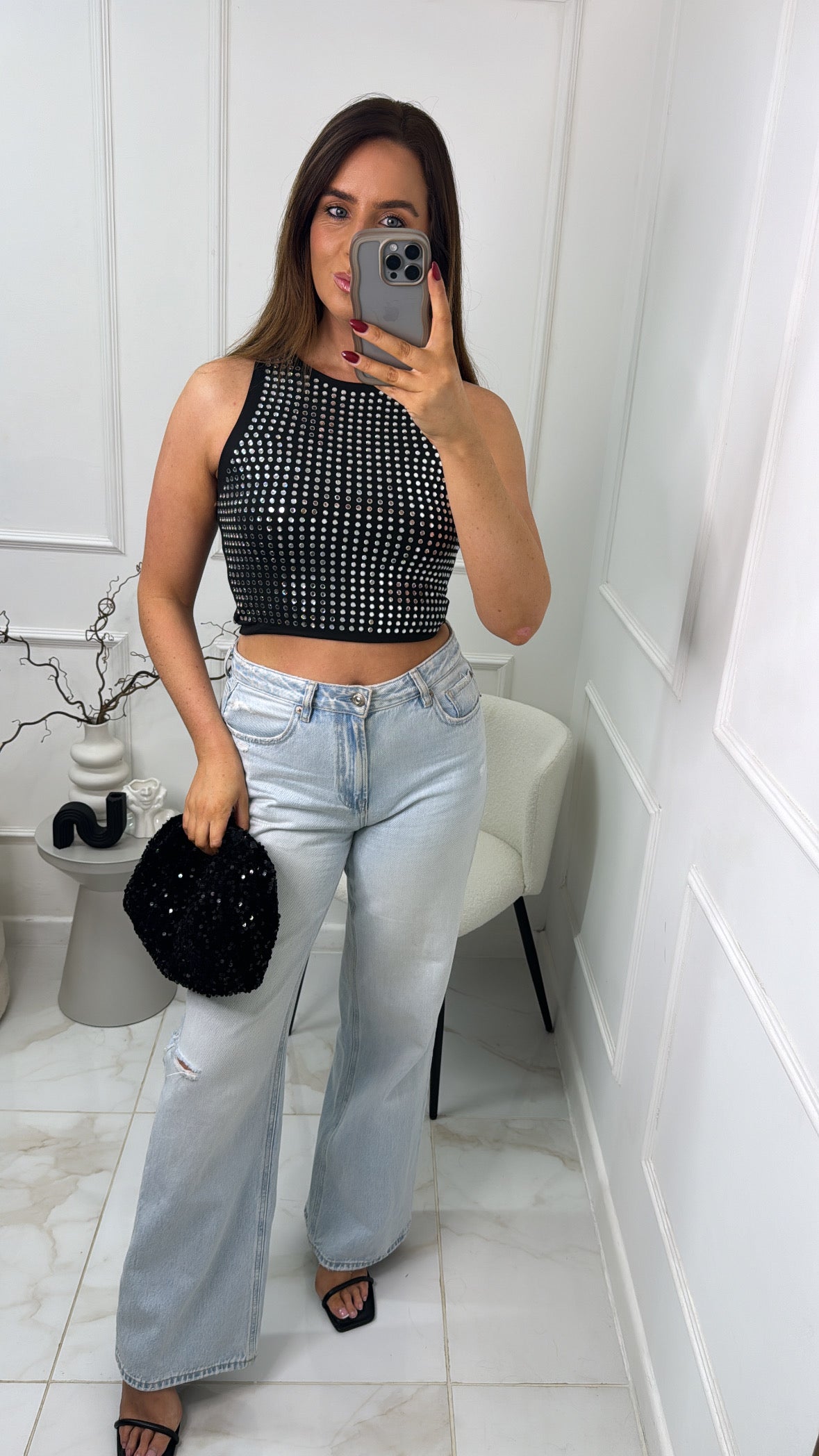 ESME black stud crop top