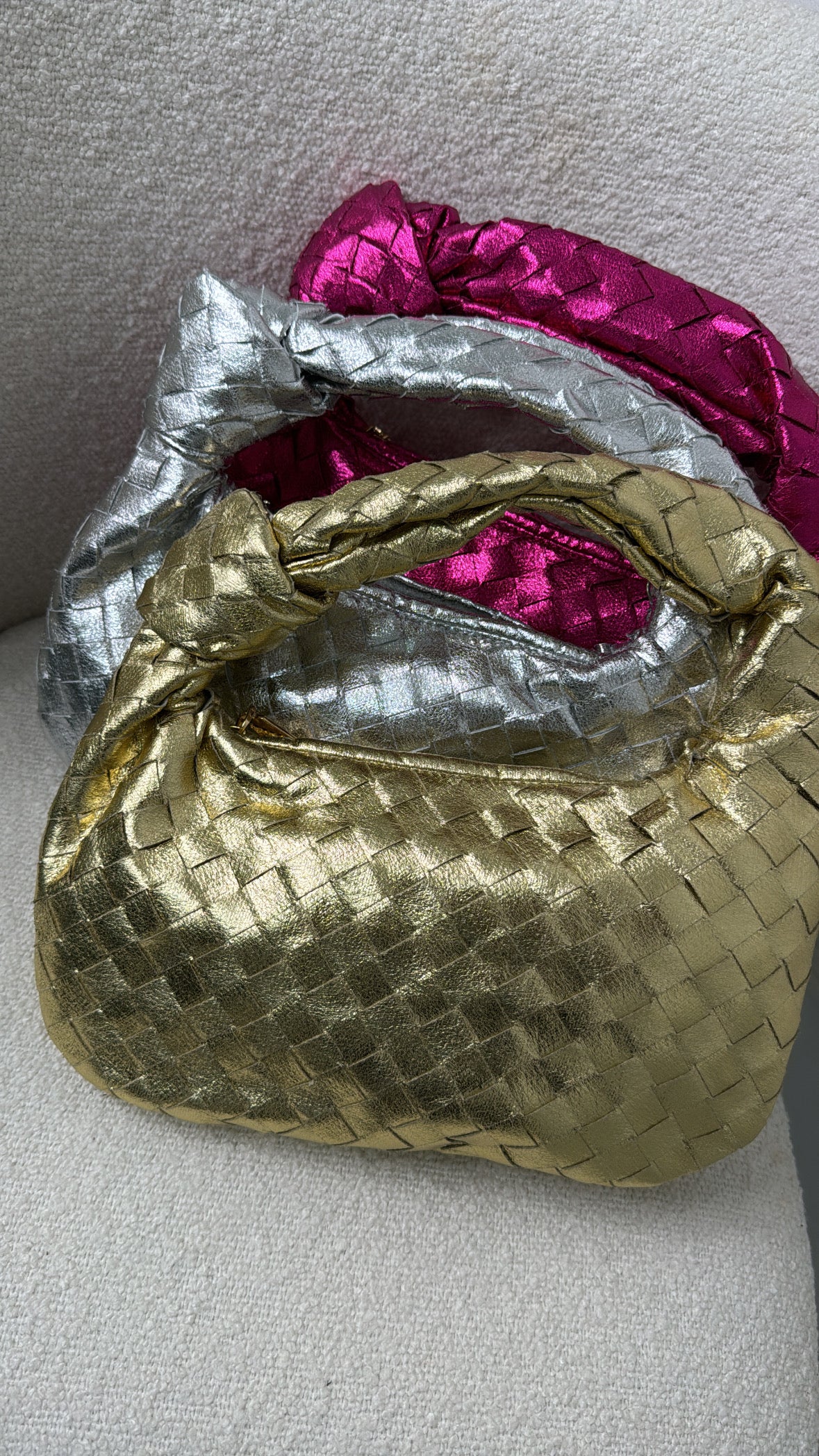 ALISHA gold metallic quilted grab bag