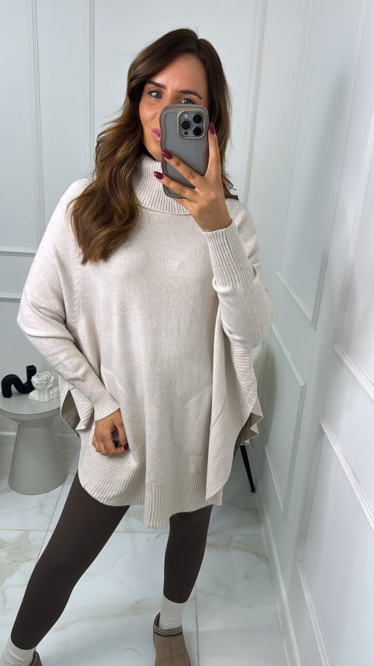 MERCY cream soft roll neck jumper