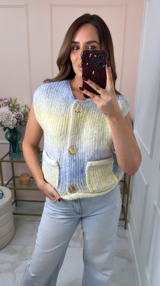 MELODY blue & yellow chunky knit tank