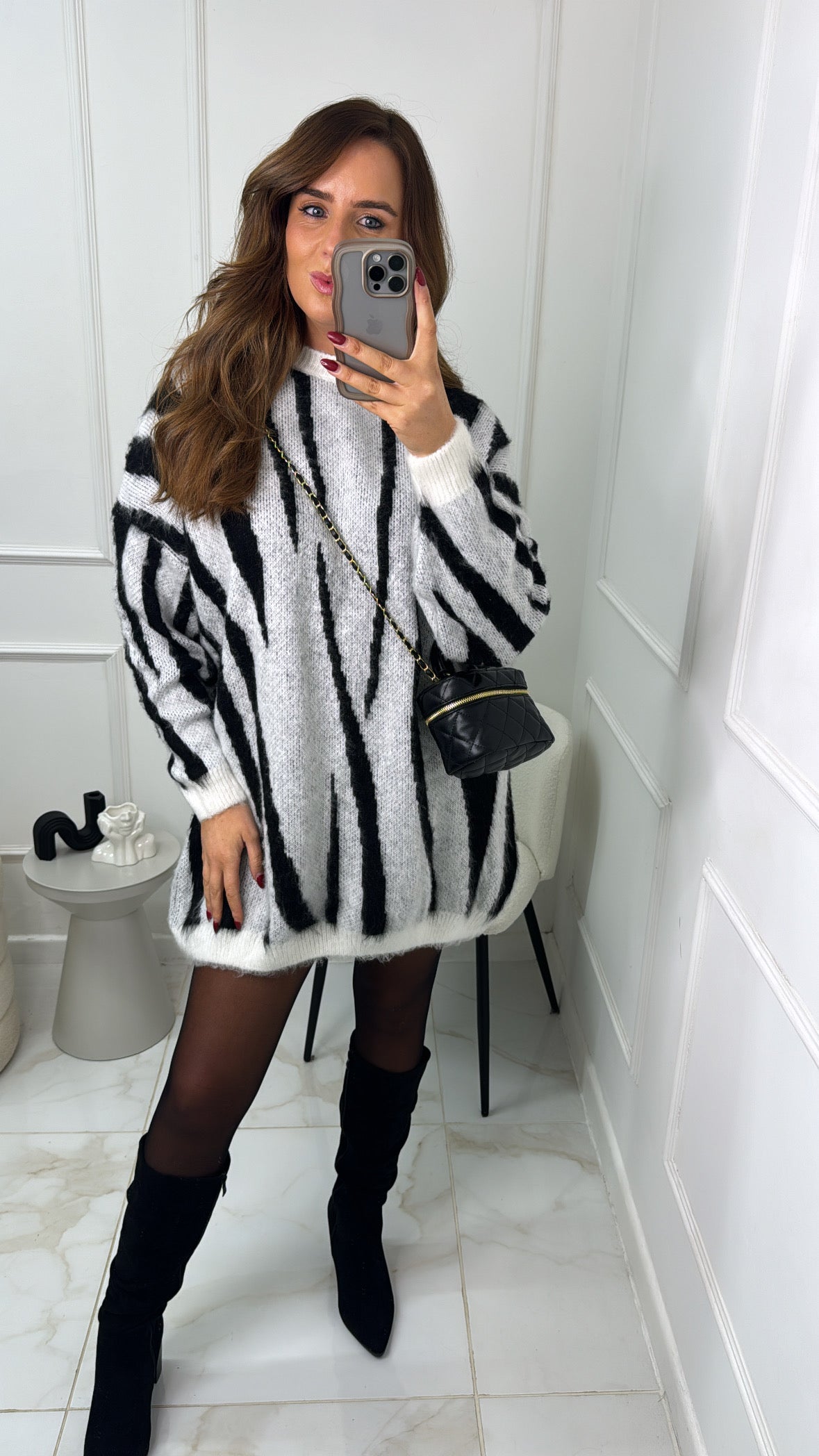 CARMEN black zebra fluffy jumper