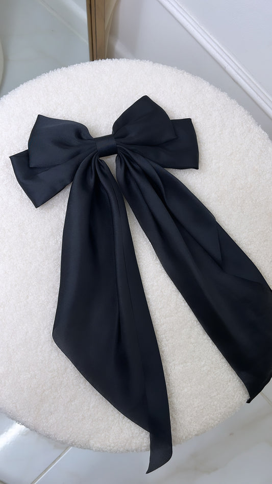 LAUREN black silk hair bow