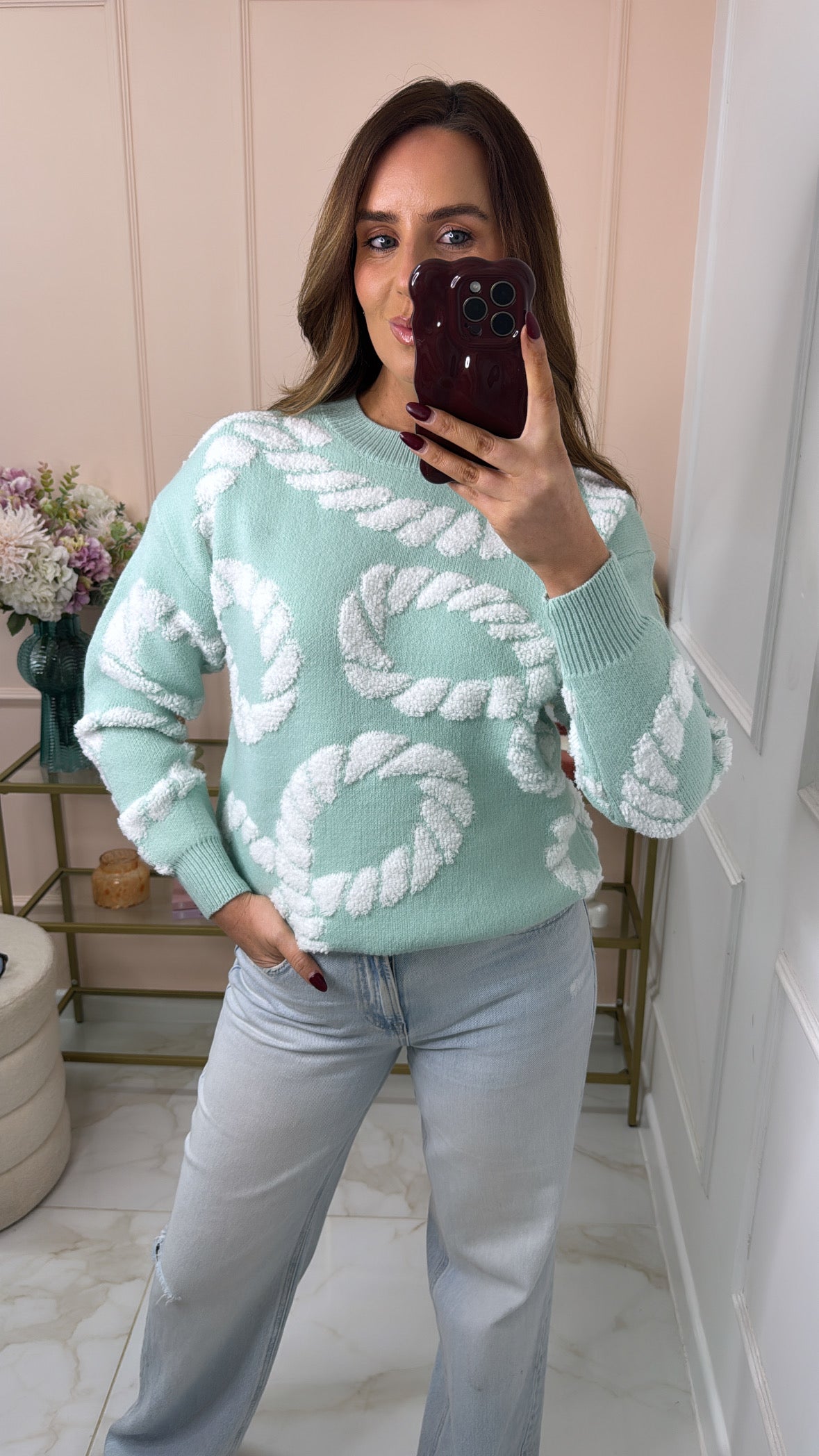 COCO mint rope chain soft knit jumper