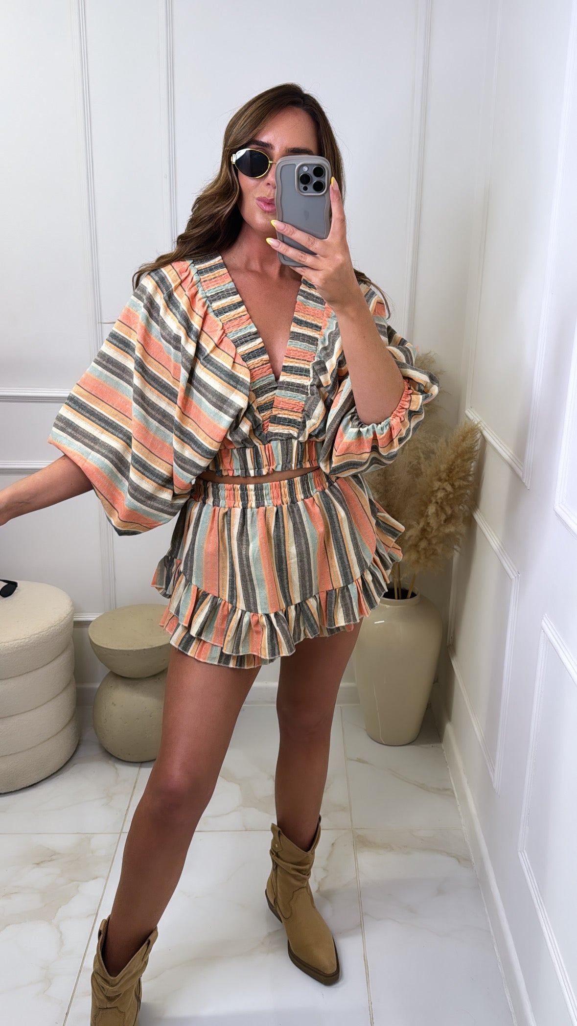 SOPHIE striped v front skort set