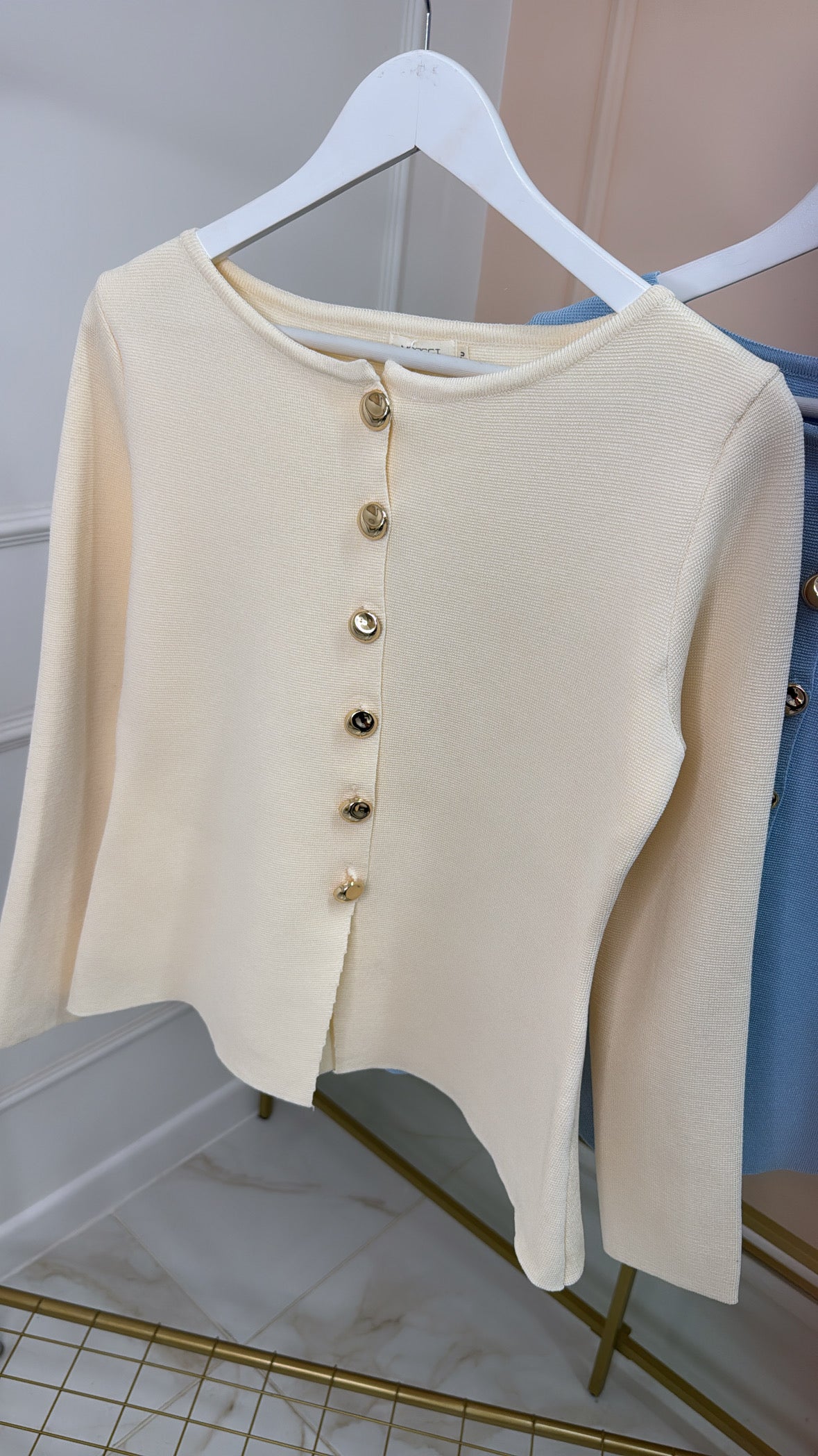 SARA cream button peplum cardigan