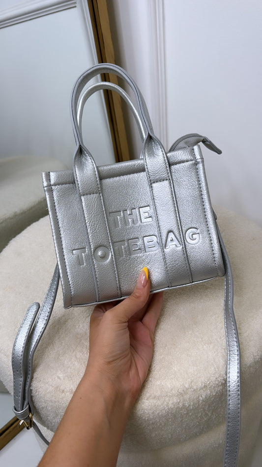 CARA silver mini tote bag