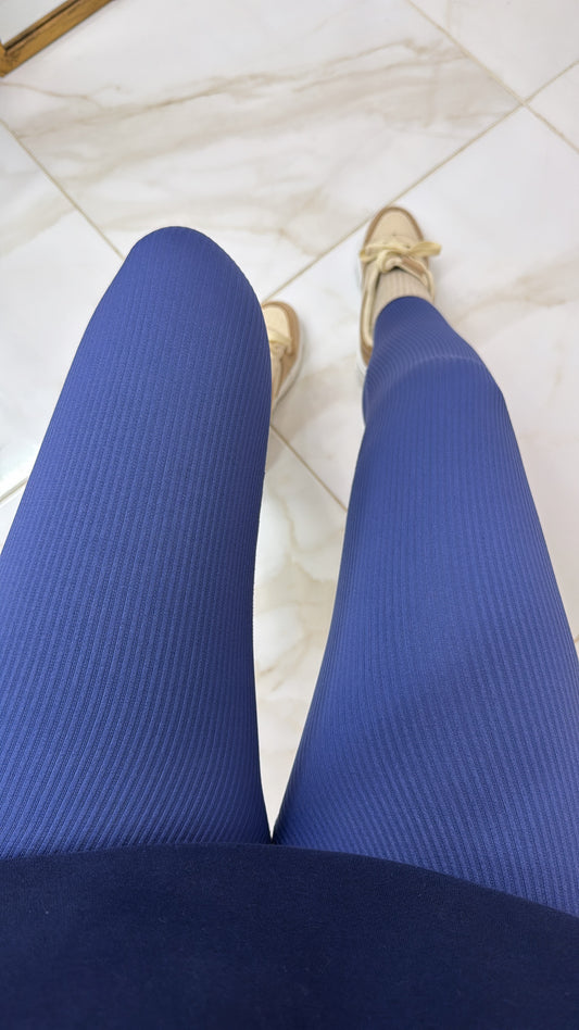 OLIVIA navy ribbed gym leggings