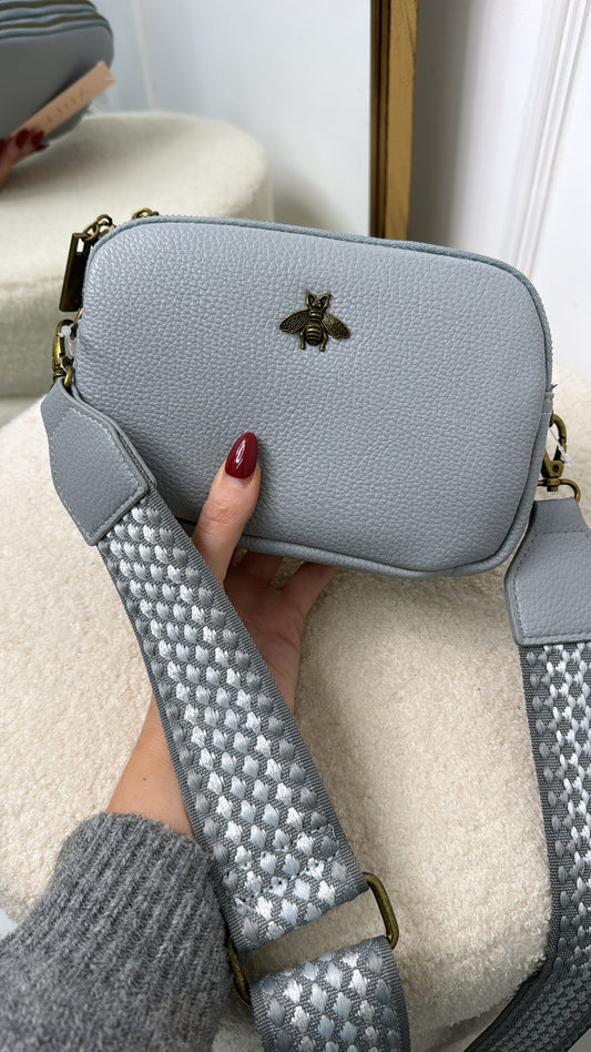 ISABEL grey bee detail crossbody bag