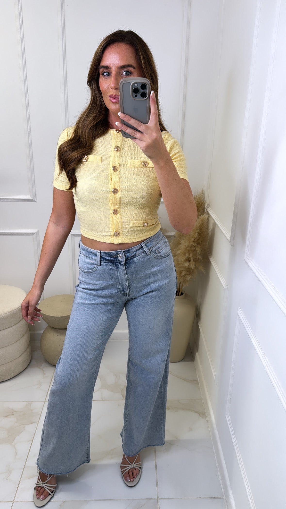 JAYDA lemon button front top