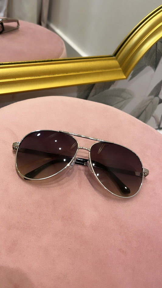 EMMA silver aviator frame sunglasses