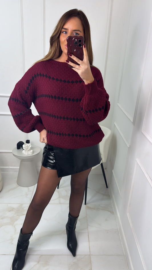 HATTIE burgundy chunky knit jumper