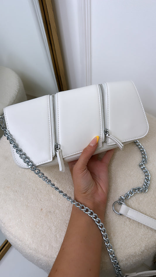 KIERA white crossbody zip bag