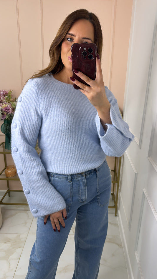 ALORA powder blue button super soft jumper