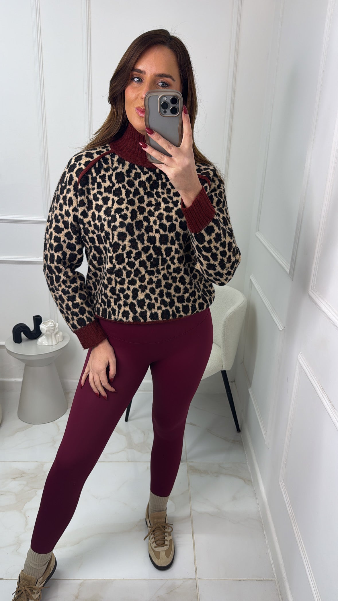 BONNIE burgundy leopard knit jumper