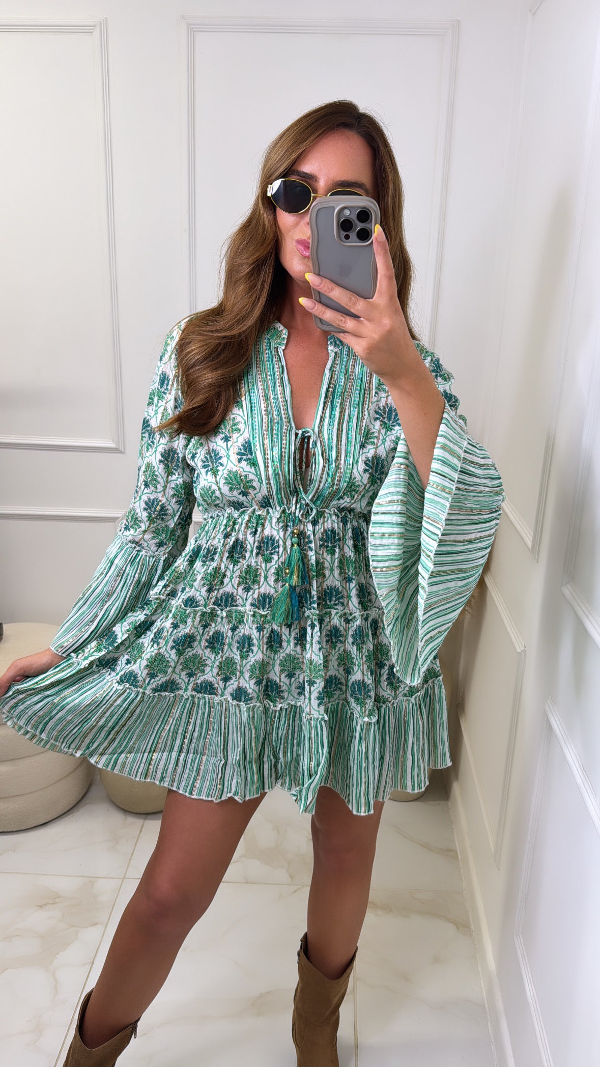 SKYLA green boho dress