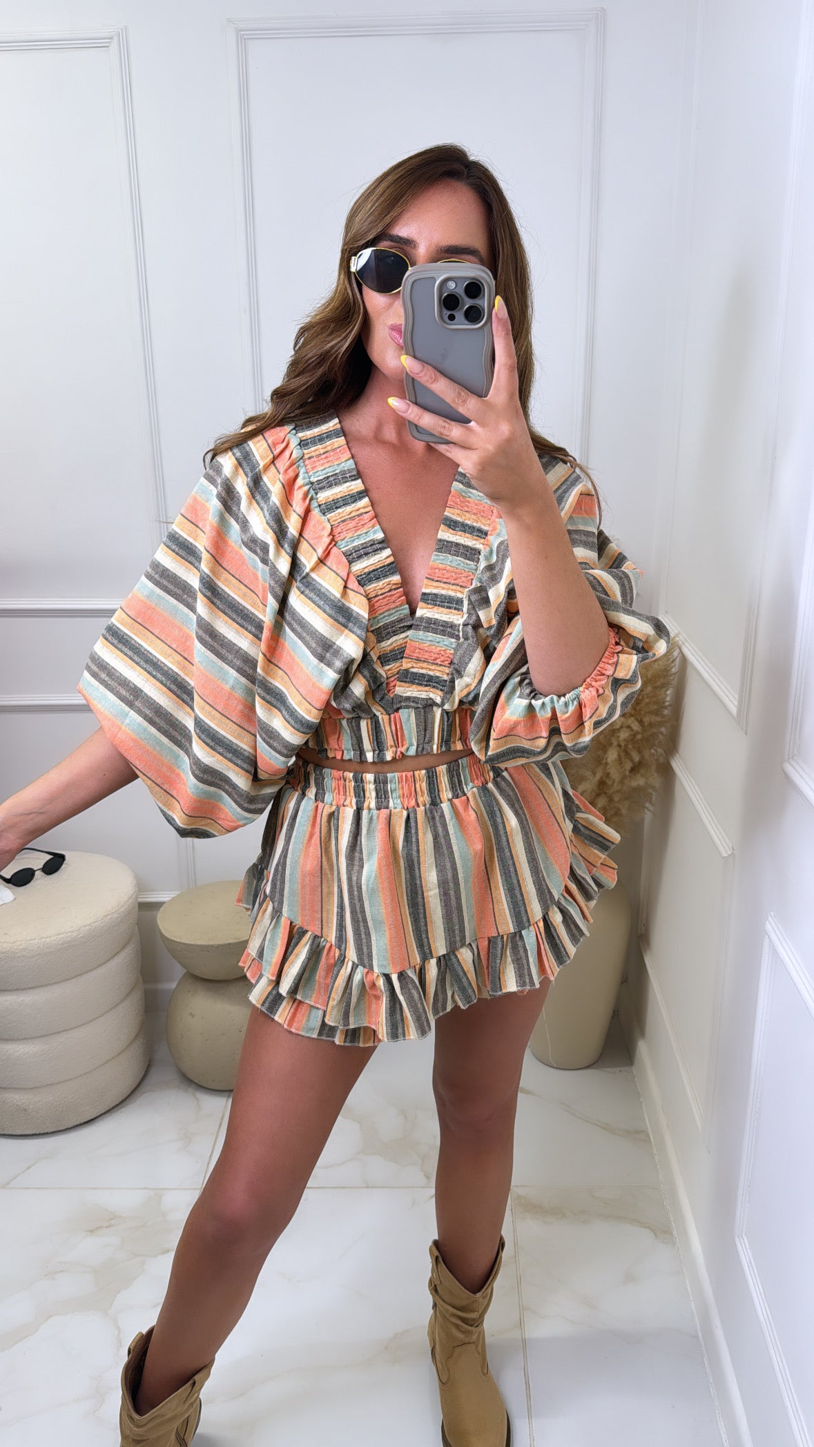 SOPHIE striped v front skort set