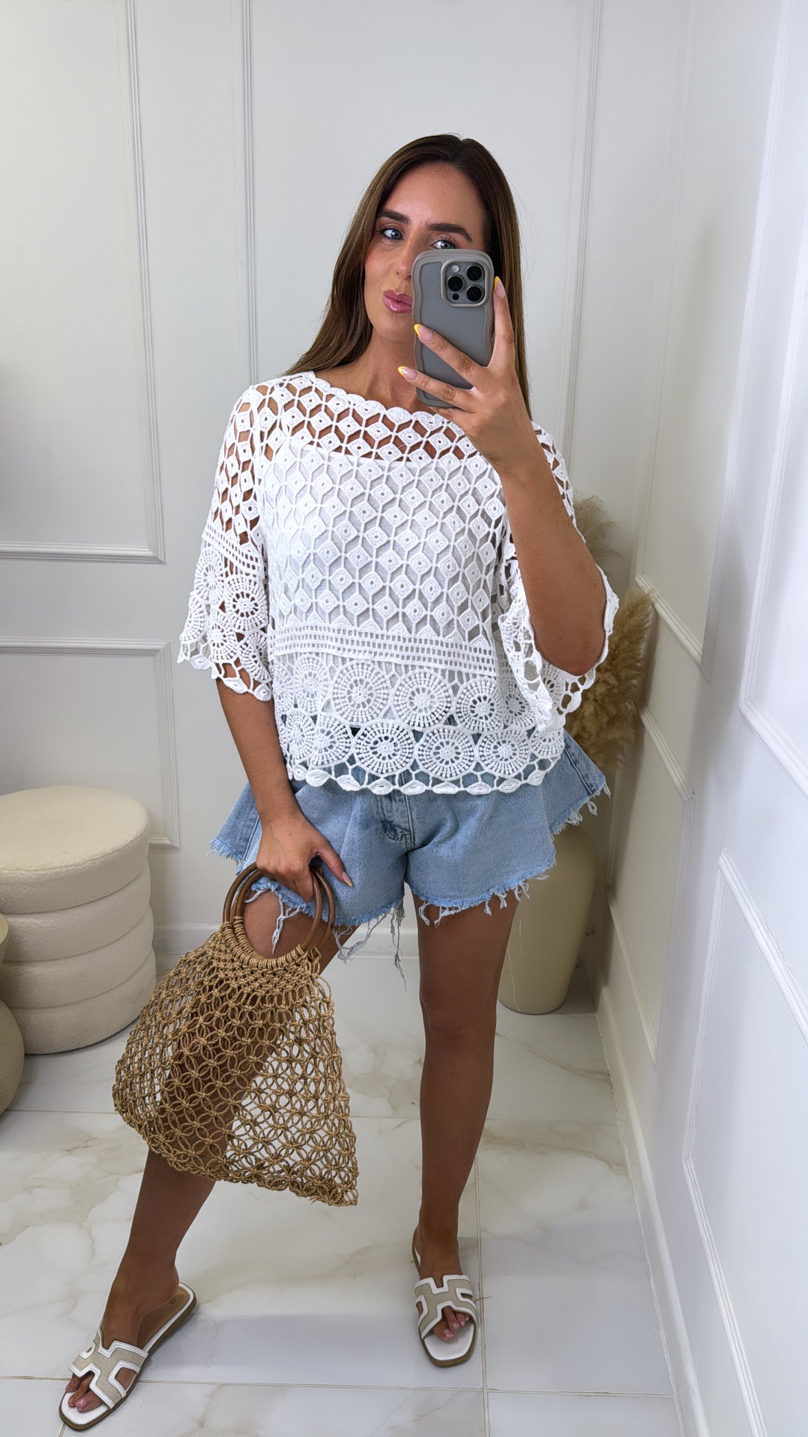 PAIGE white crochet boho top