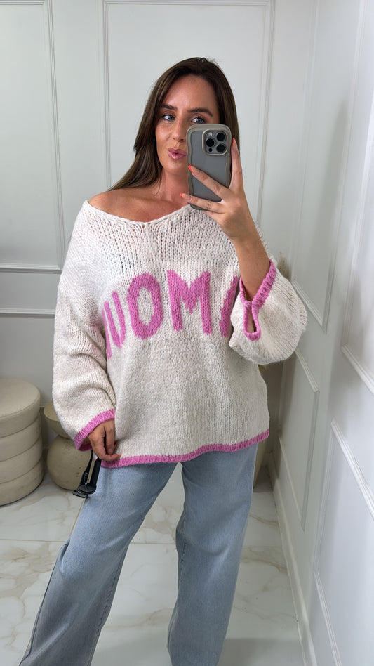 JEMMA cream amore slouchy knit jumper