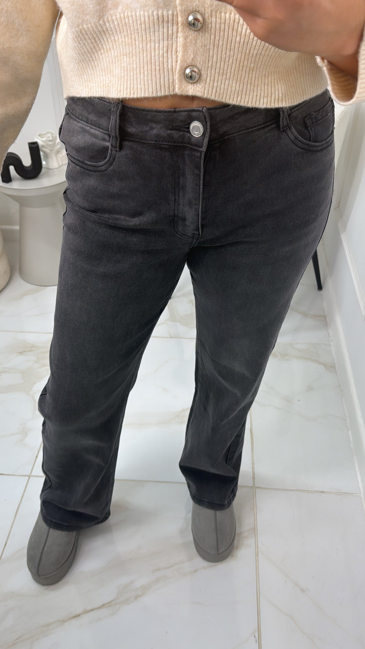 KIERA dark grey straight leg jeans