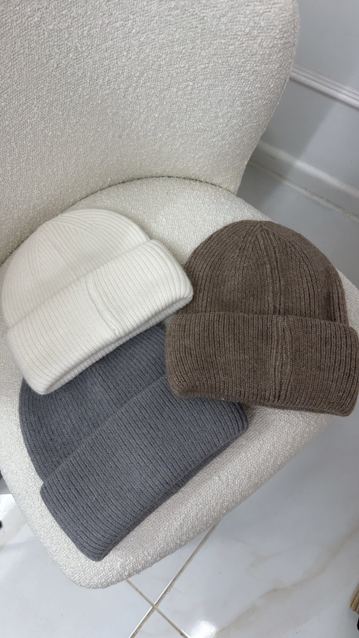 NYLAH taupe soft knit beanie hat