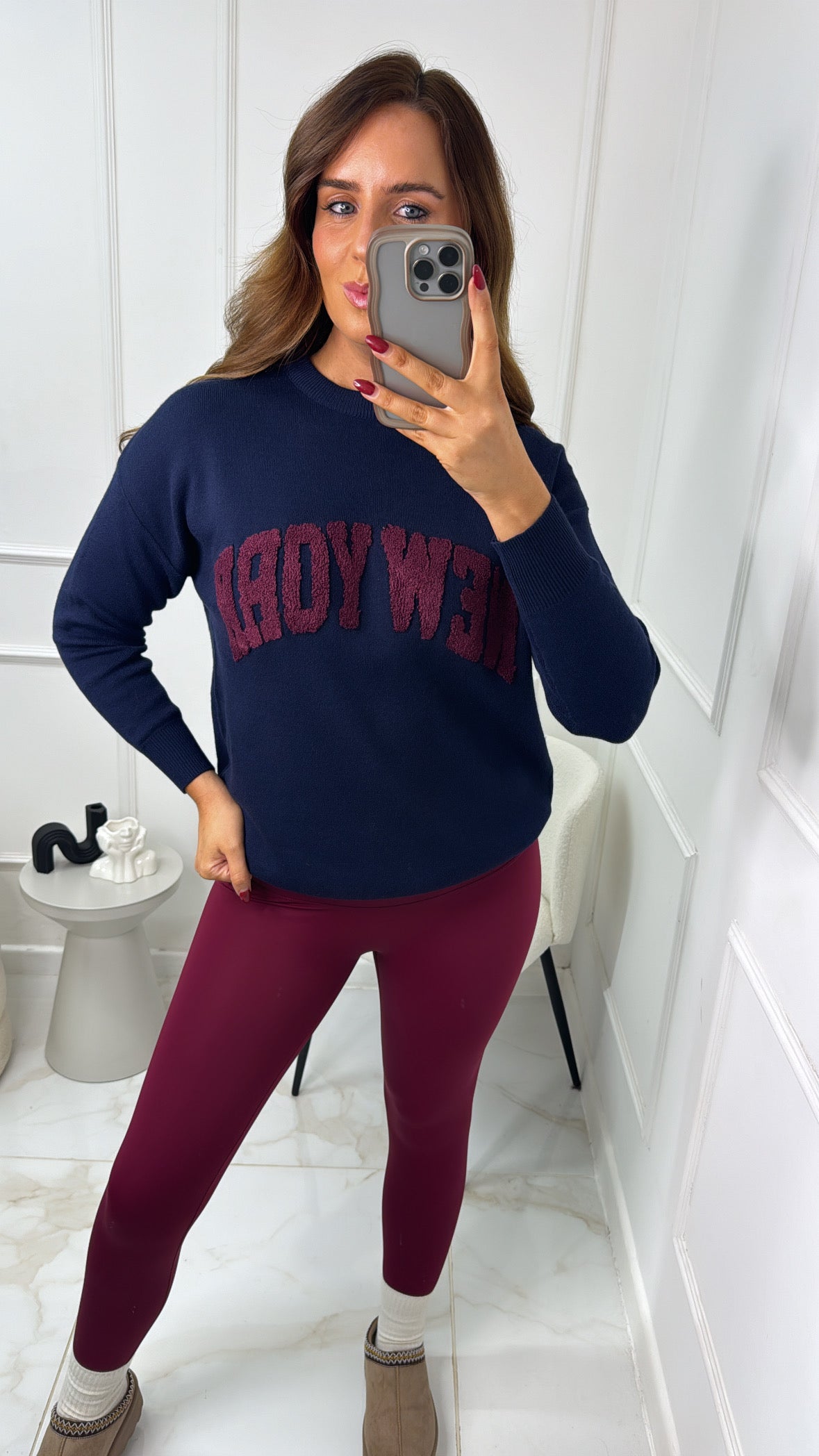 LOLA navy new york knitted jumper