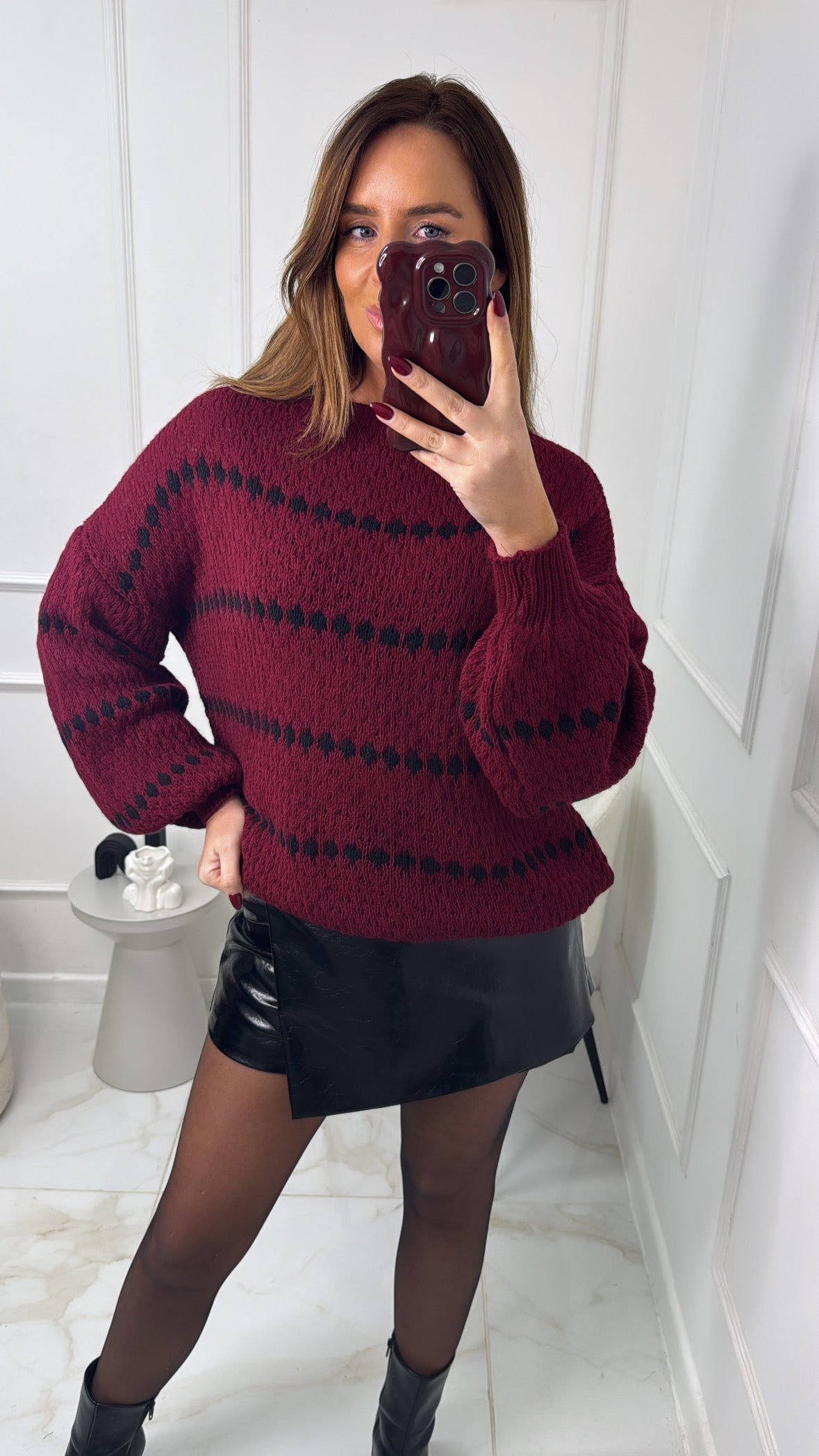 HATTIE burgundy chunky knit jumper