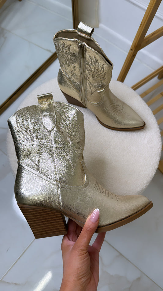 FREYA gold metallic cowboy boots