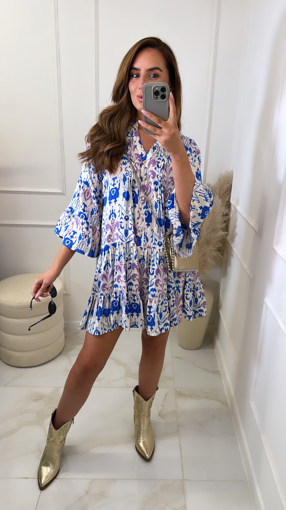 JESSICA blue baroque smock dress