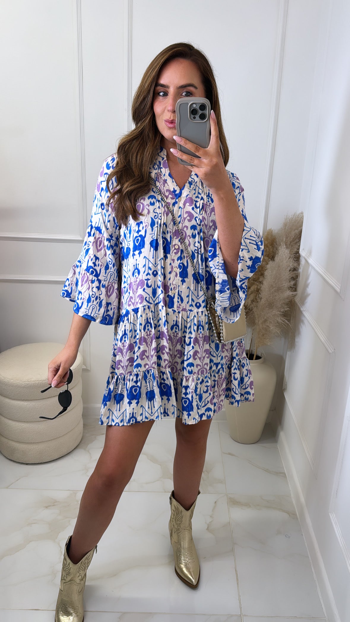 JESSICA blue baroque smock dress