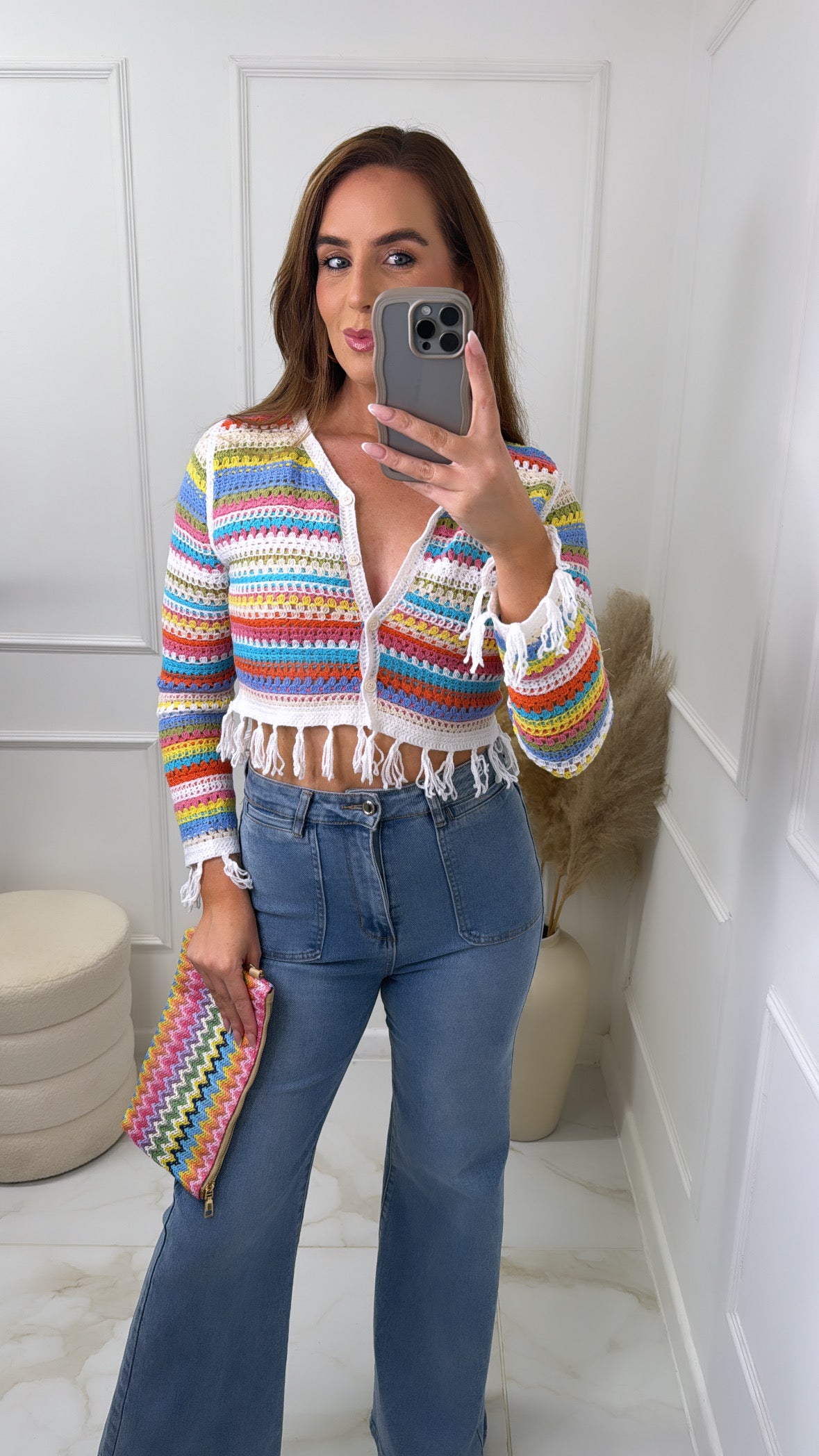 DANNI multicolour crochet tassel top