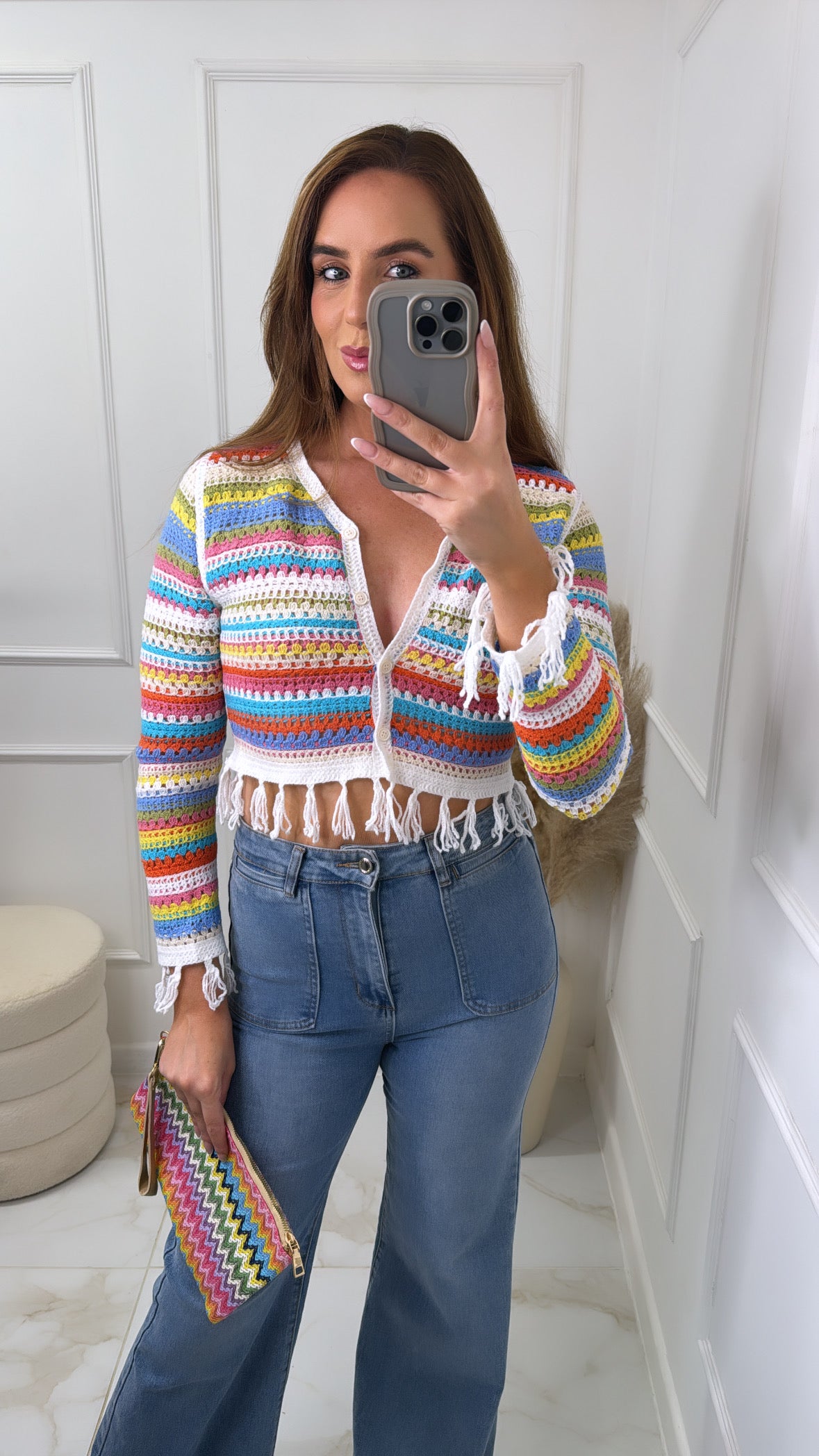 DANNI multicolour crochet tassel top