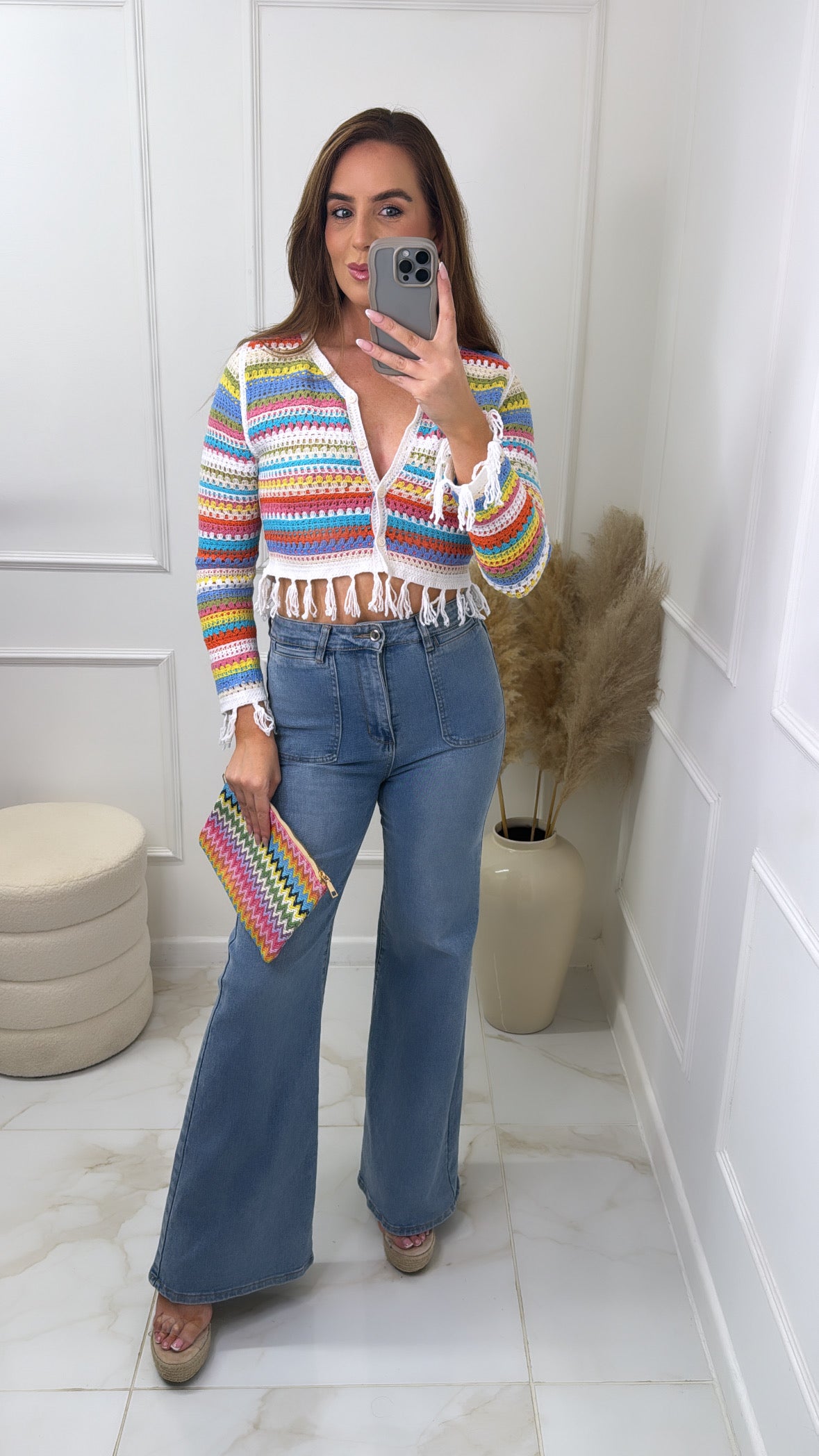 DANNI multicolour crochet tassel top