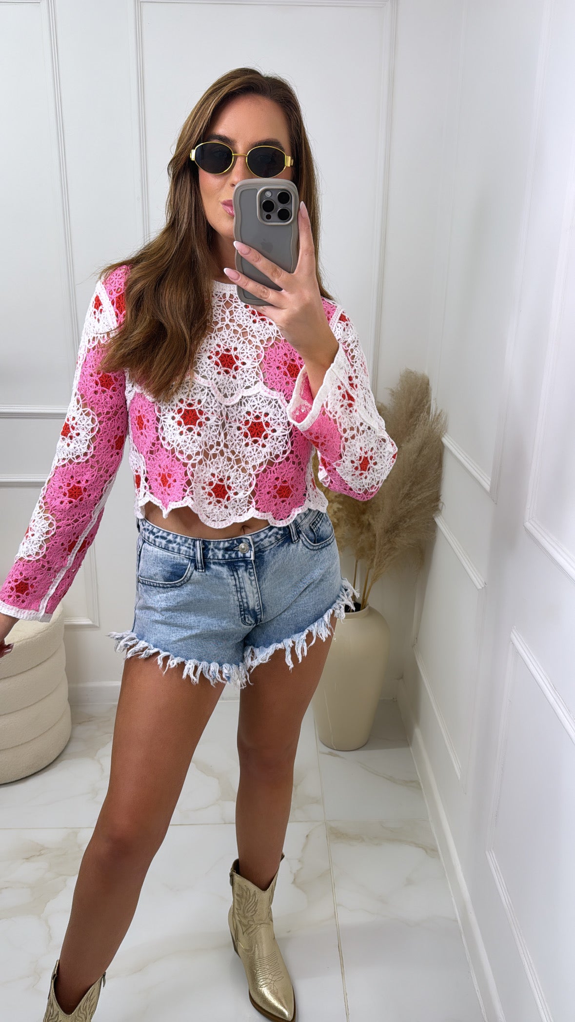 LYD pink crochet crop top