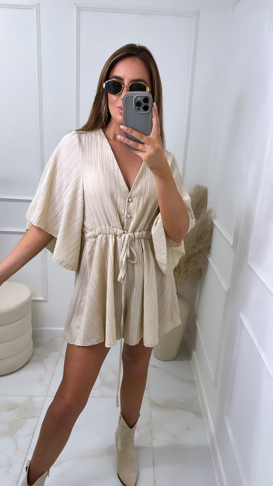 NAOMI beige crinkle playsuit