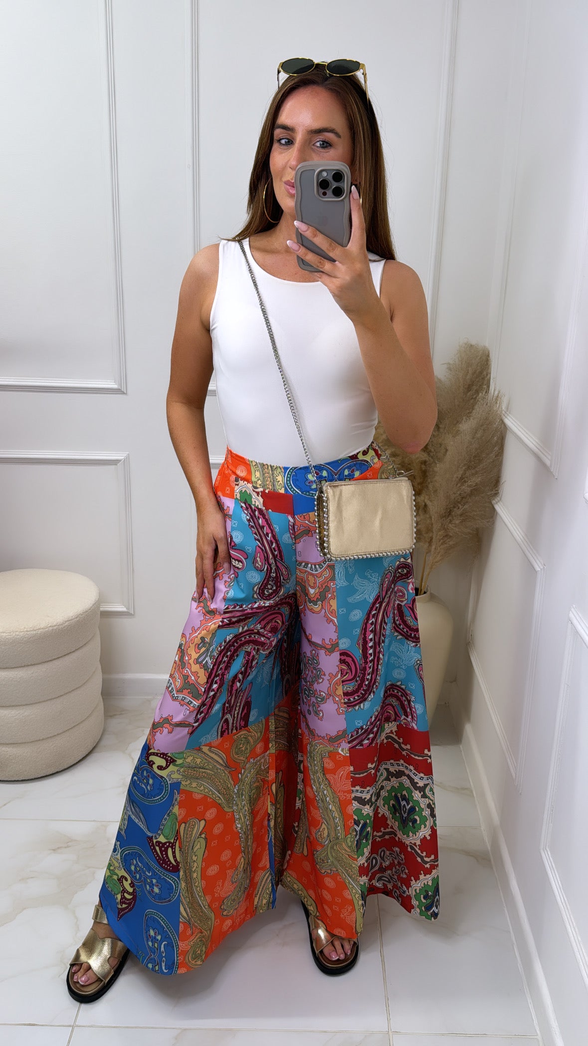 CLARA orange paisley palazzo trousers